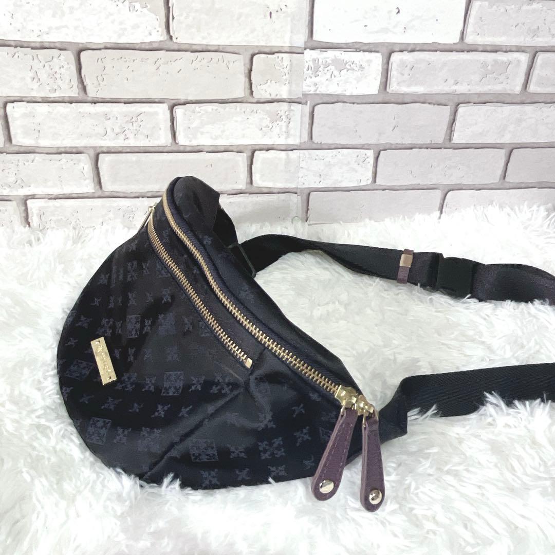 未使用★ラシット　ウエストバッグ ボディバッグ ゴールドロゴ ネイビー　美品