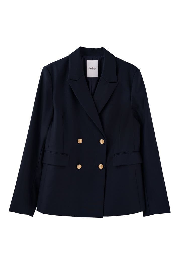 ジャケット・アウター Trois Gold Button Blazer navy