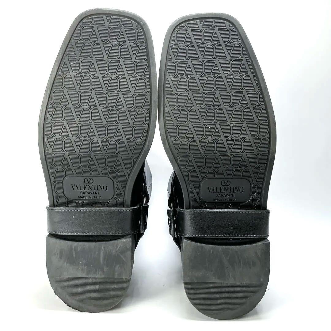 VALENTINO 　アンクルブーツ　Vロゴ　シグネチャー　レザー　25.5cm