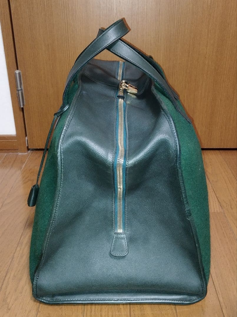 エルメス◇ボストンバッグ◇フェルト✕レザー◇グリーン◇オシャレ◇希少◇格安出品