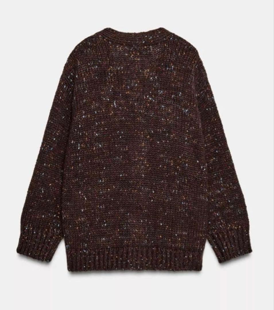★新品★ZARA オーバーサイズピンチニットカーディガン ダークブラウン
