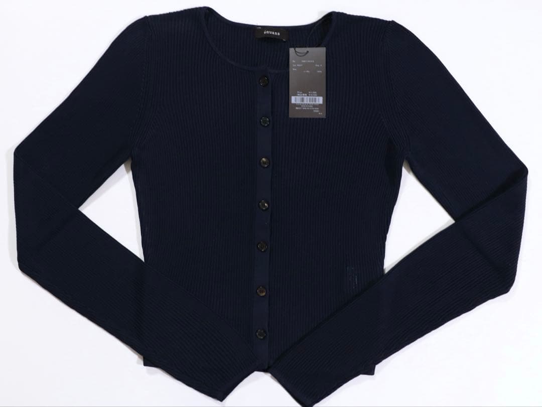 タグ付新品 anuans リュクスビスコースリブニットカーディガン NAVY 2