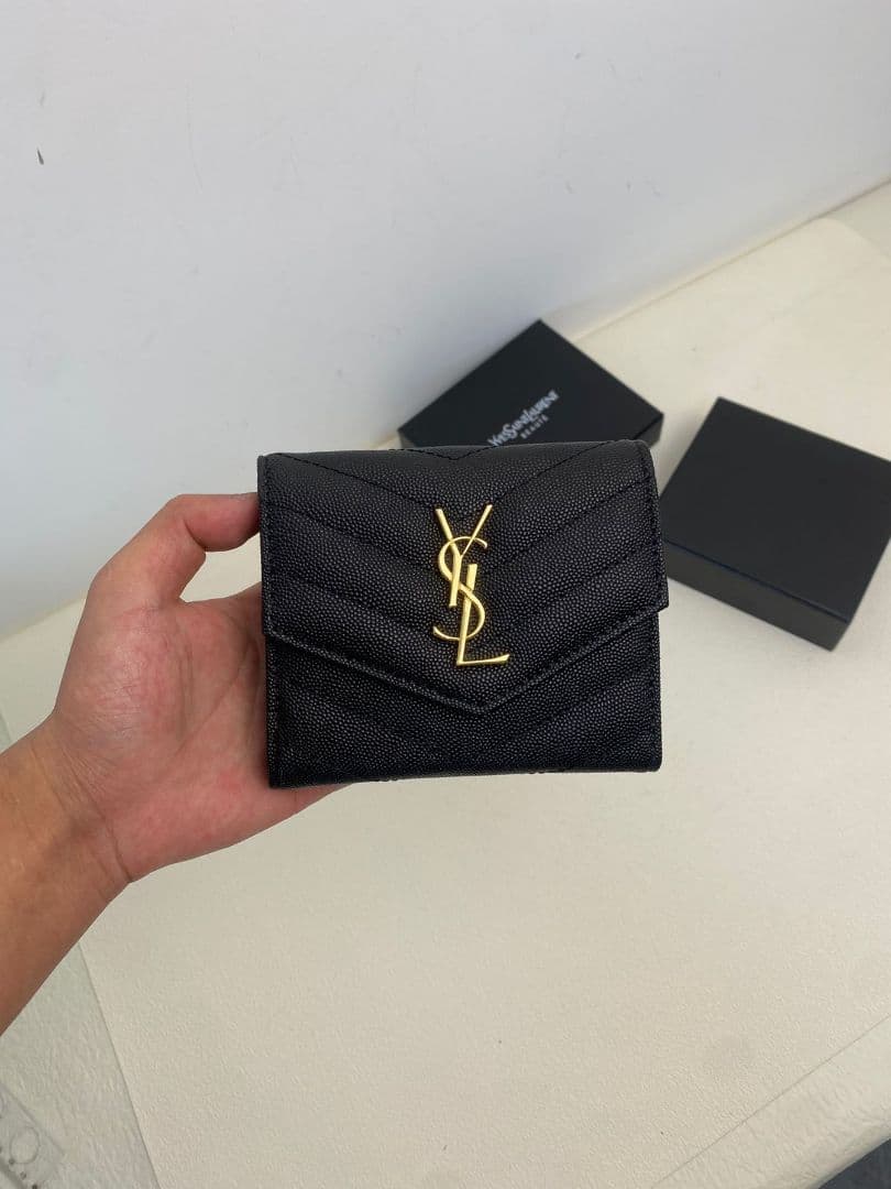 YSL ブラック 三つ折り財布