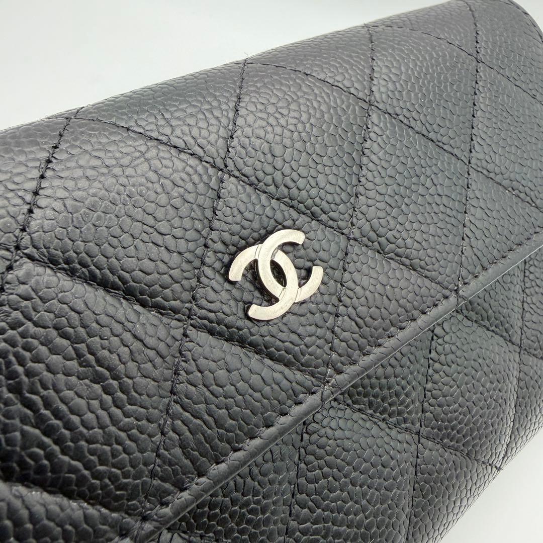 シャネル CHANEL 長財布 マトラッセ キャビアスキン 二つ折り 人気