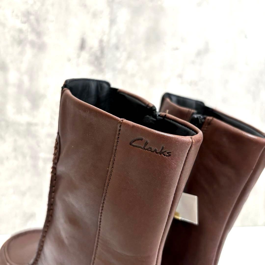 新品タグ【Clarks】クラークス ショートブーツ ブラウン 23cm レザー