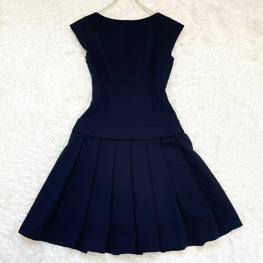 美品✨️ルネ プリーツワンピース ベルト ネイビー 32