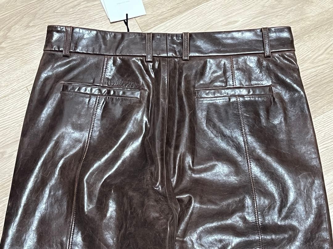 ZARA LIMITED EDITION レザースーツトラウザーズ ブラウン