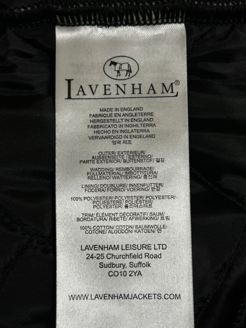 LAVENHAM キルティングロングコート　ノーカラー　ブラック　36