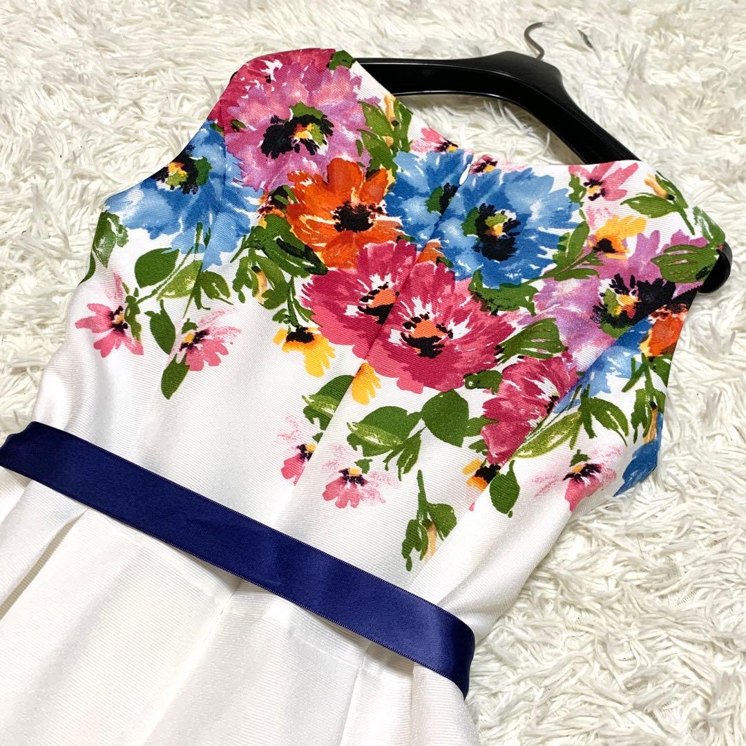 美品✨希少サイズ 42 エムズグレイシー フラワープリント フレア ワンピース
