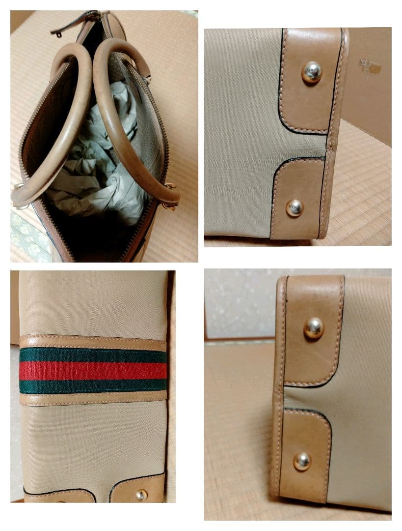 オールド　GUCCI　グッチ　ボストン　バッグ　ハンドバッグ　シェリーライン