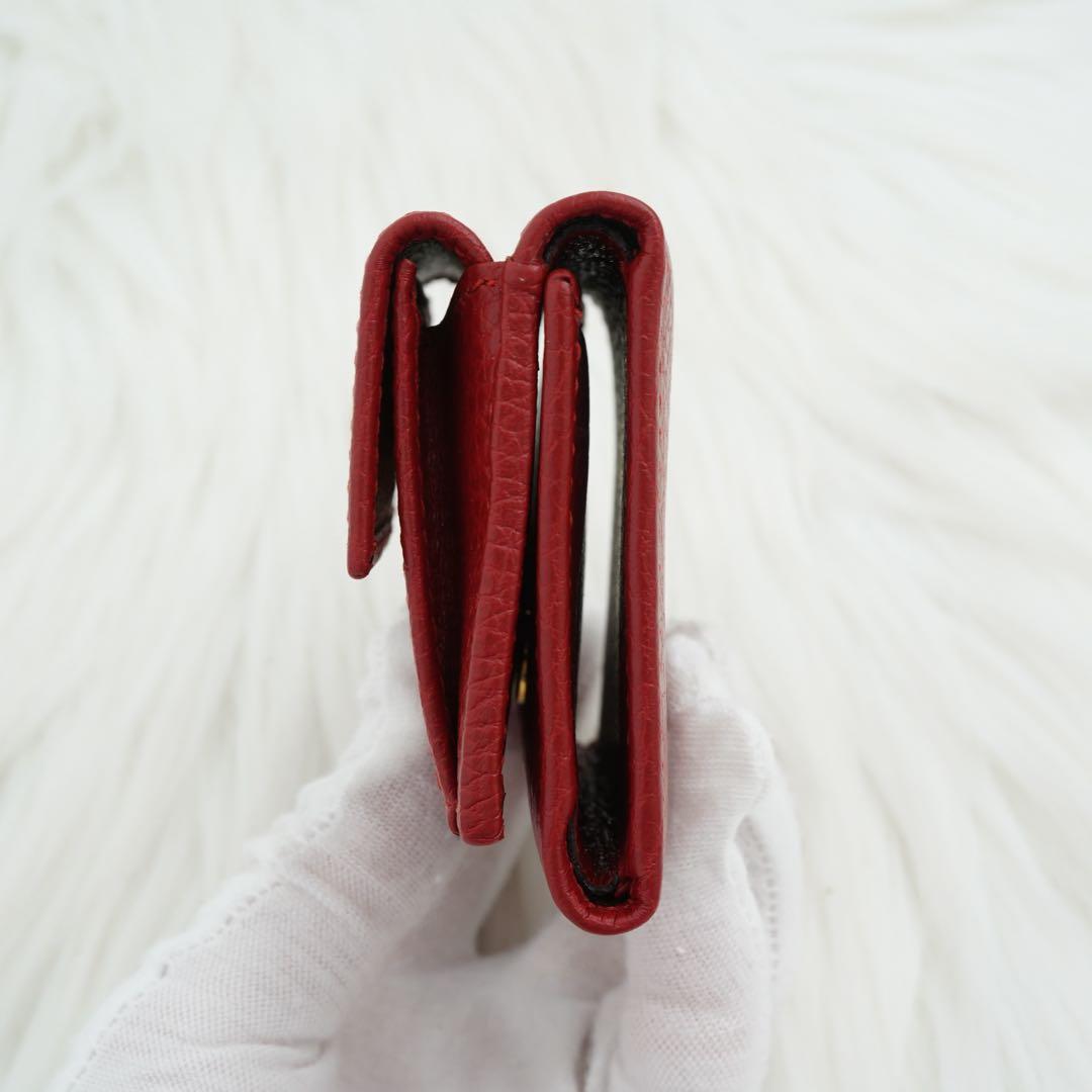 新品未使用品　箱付き　GUCCI グッチ　三つ折り財布　GG柄　マーモント　赤