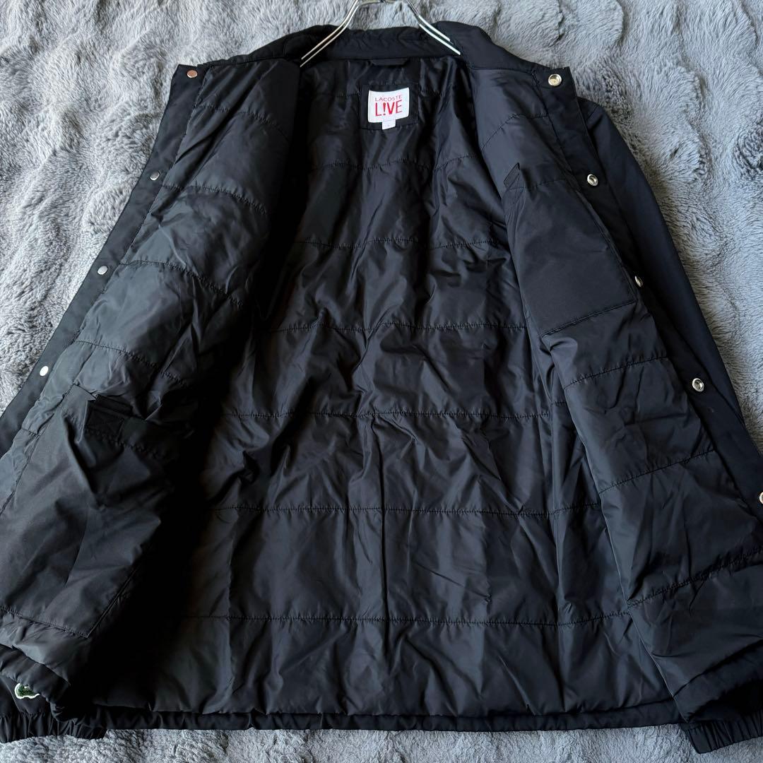 美品 LACOSTE LIVE ブラック コーチジャケット Lサイズ 中綿 ロゴ
