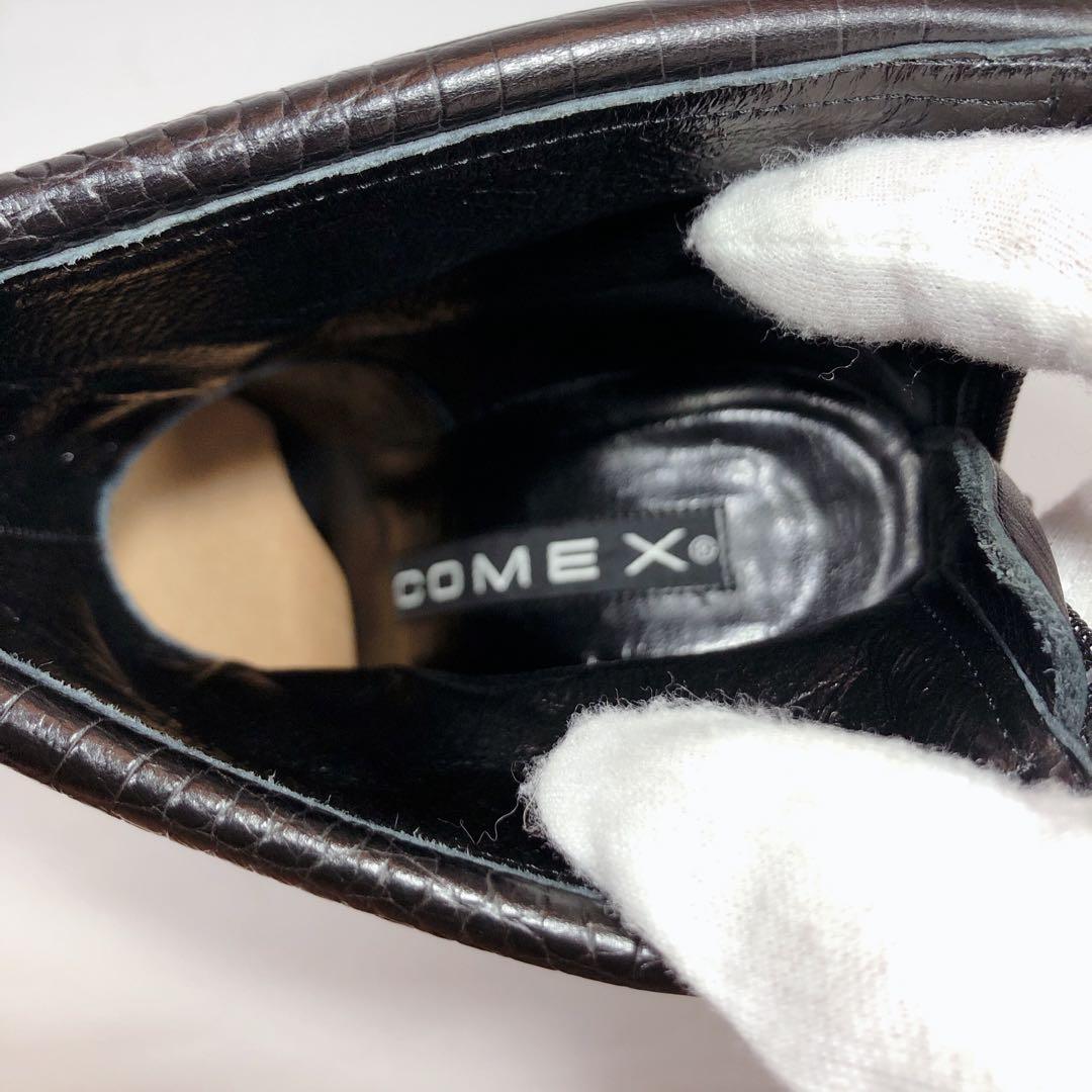 【極美品】COMEX ショートブーツ　ポインテッドトゥ　型押し　ハイヒール