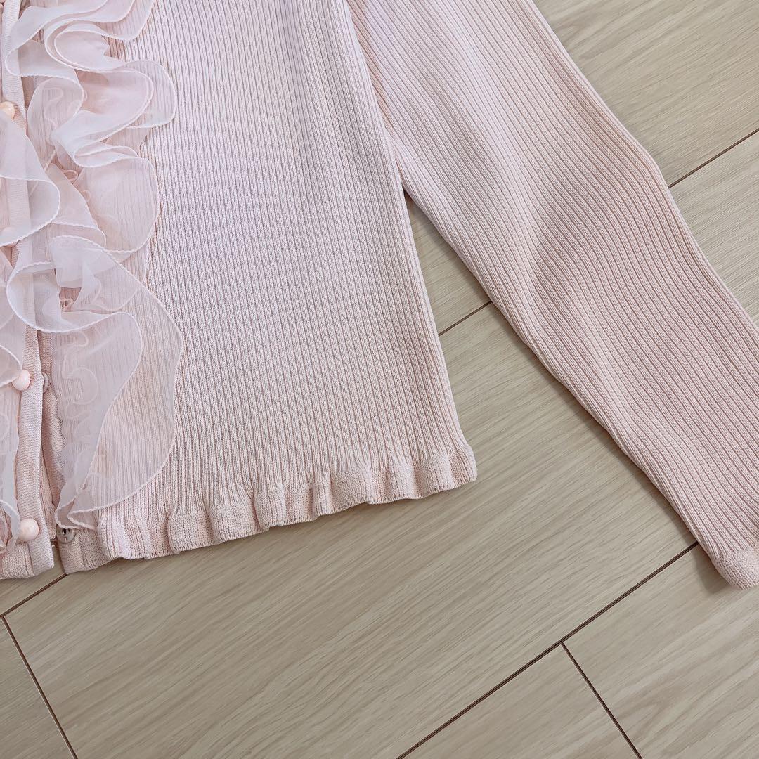 TO BE CHIC フリル　リブ　ピンク　カーディガン Mサイズ　桜