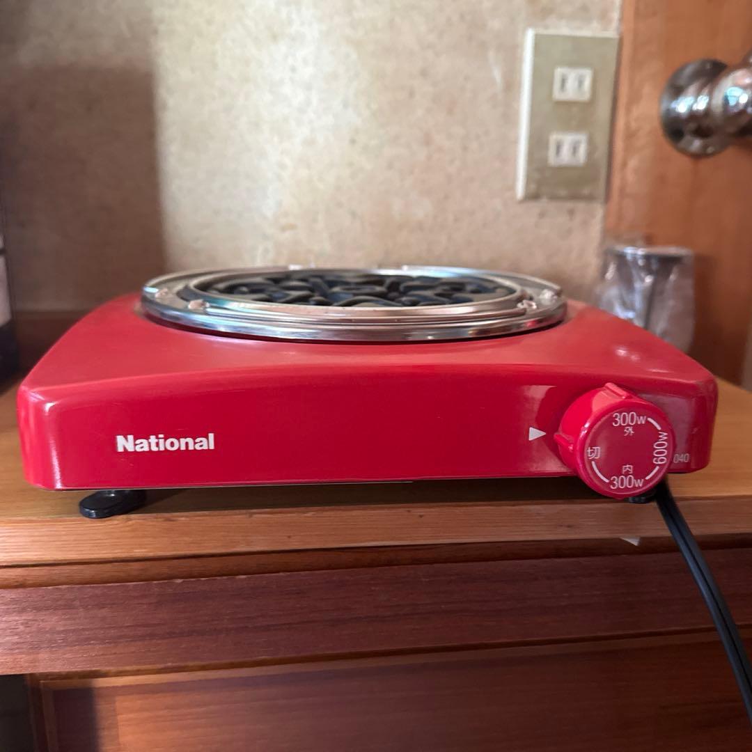 National電気コンロ　赤　300W〜600W