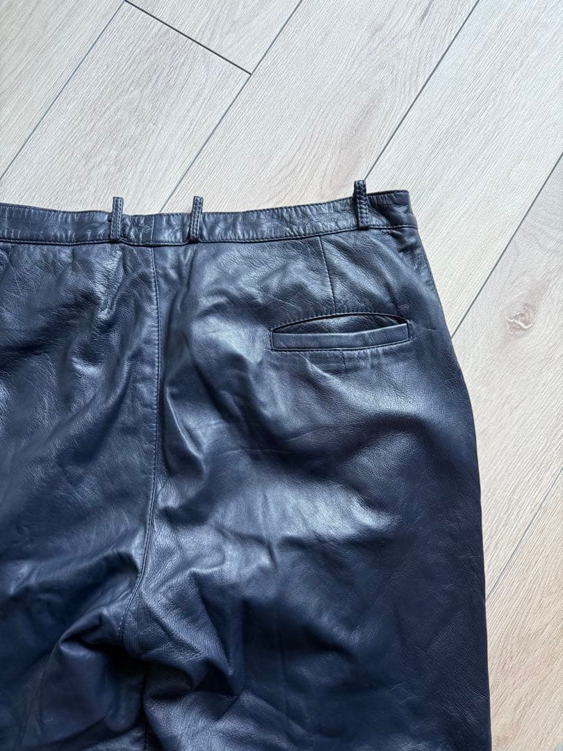 leather wide pants vintage navy ￼