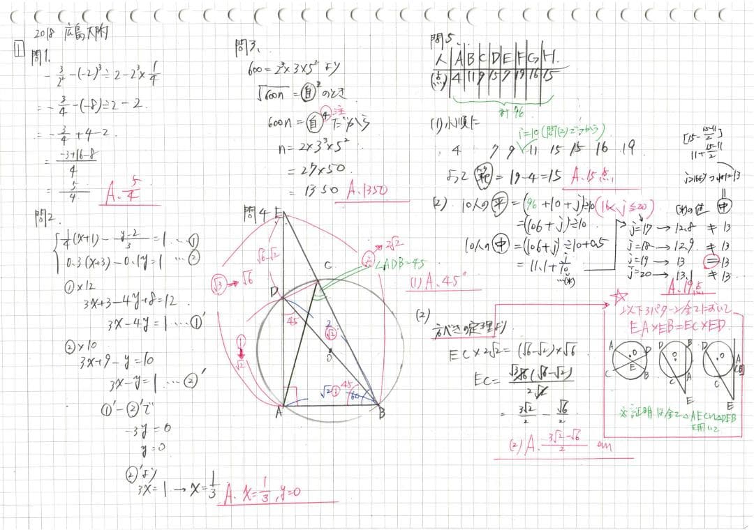 塾講師オリジナル 数学解説(動画付) 広島大附 2018-24 高校入試 過去問