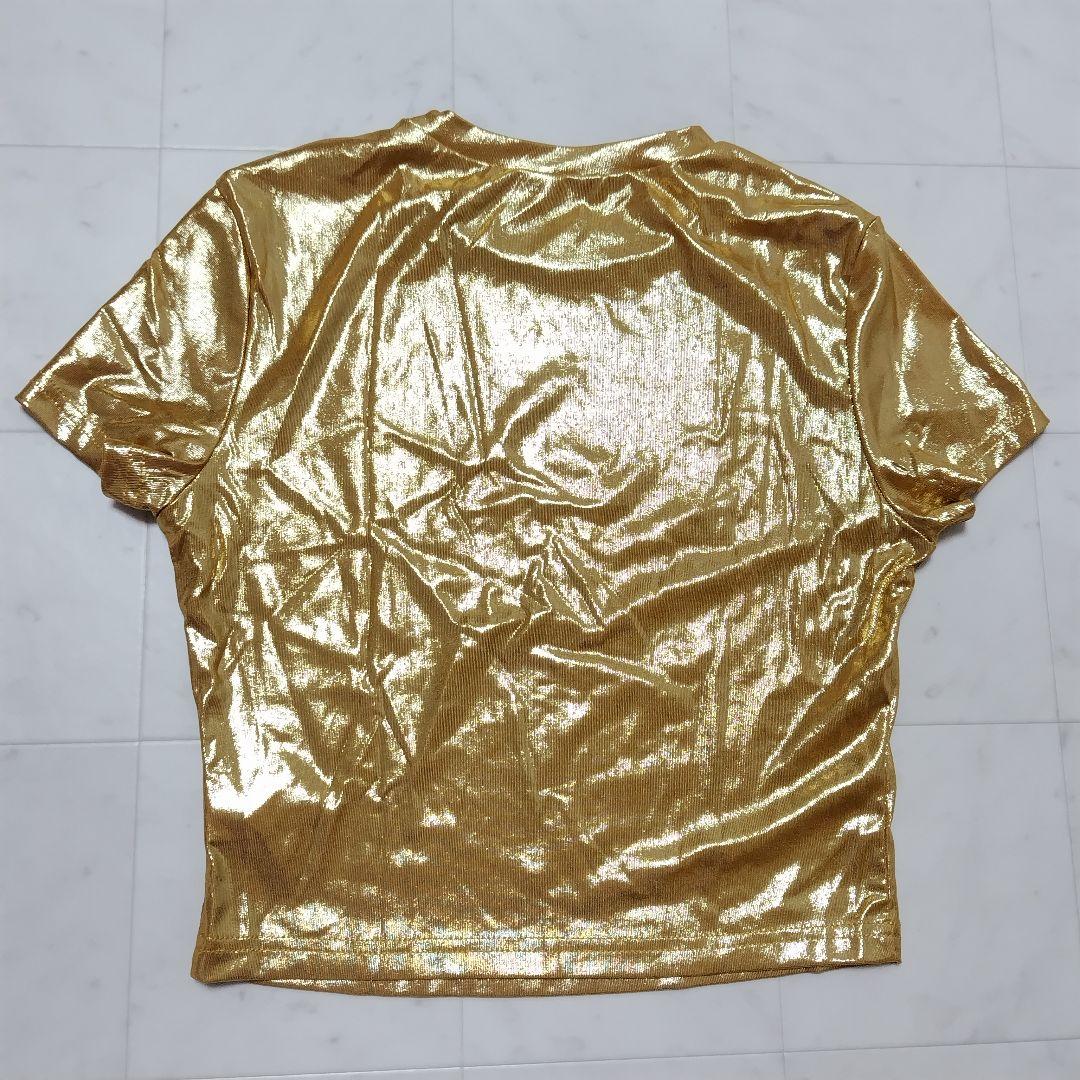 新品 メタリック Tシャツ 2点セット 半袖 ゴールド シルバー 光沢 ピタT