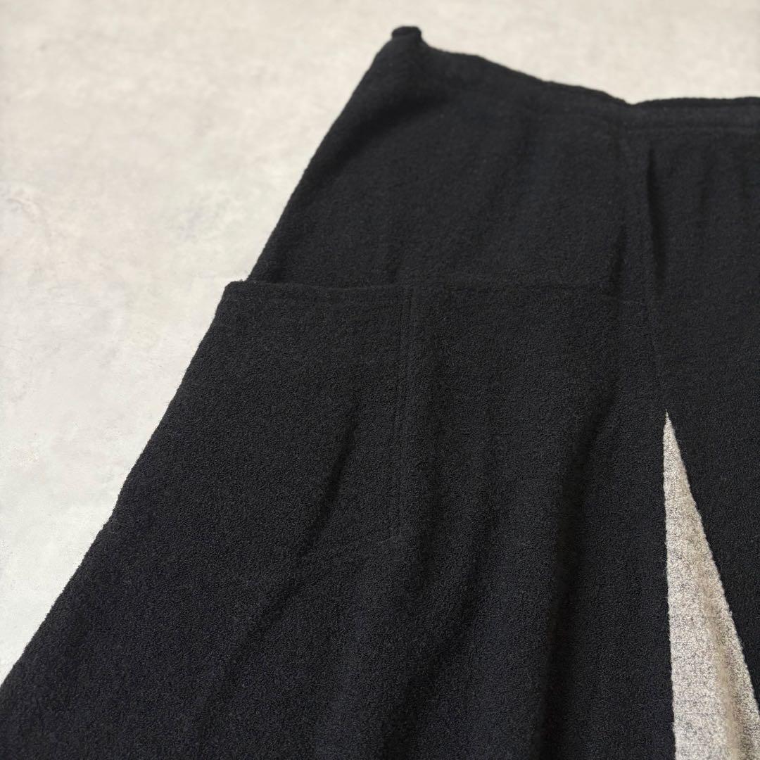 Y's ニットロングスカート 切替デザイン ブラック×ベージュ 美品