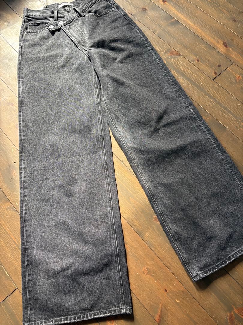 moussy CROSS WAIST WIDE STRAIGHT ブラック