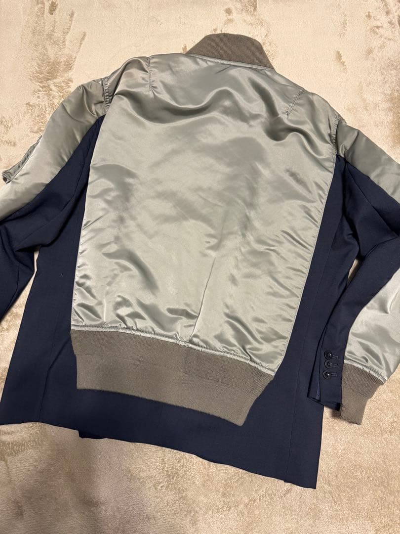 sacai MA-1 ドッキングボンバージャケット カーキ×ネイビー