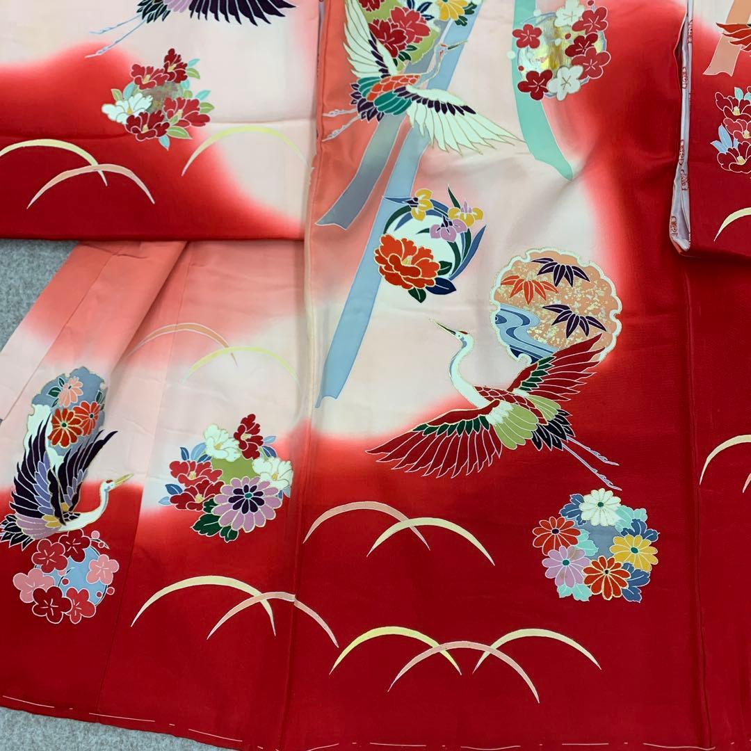 即購入新品正絹産着京友禅手描き美術特撰多色金彩四季花鶴舞熨斗古典上品文