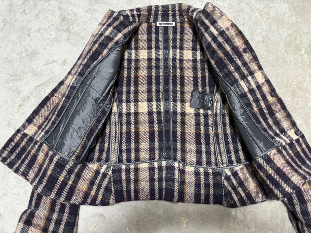 JIL SANDER ジルサンダーカシミヤ混　チェック柄ジャケット サイズ38
