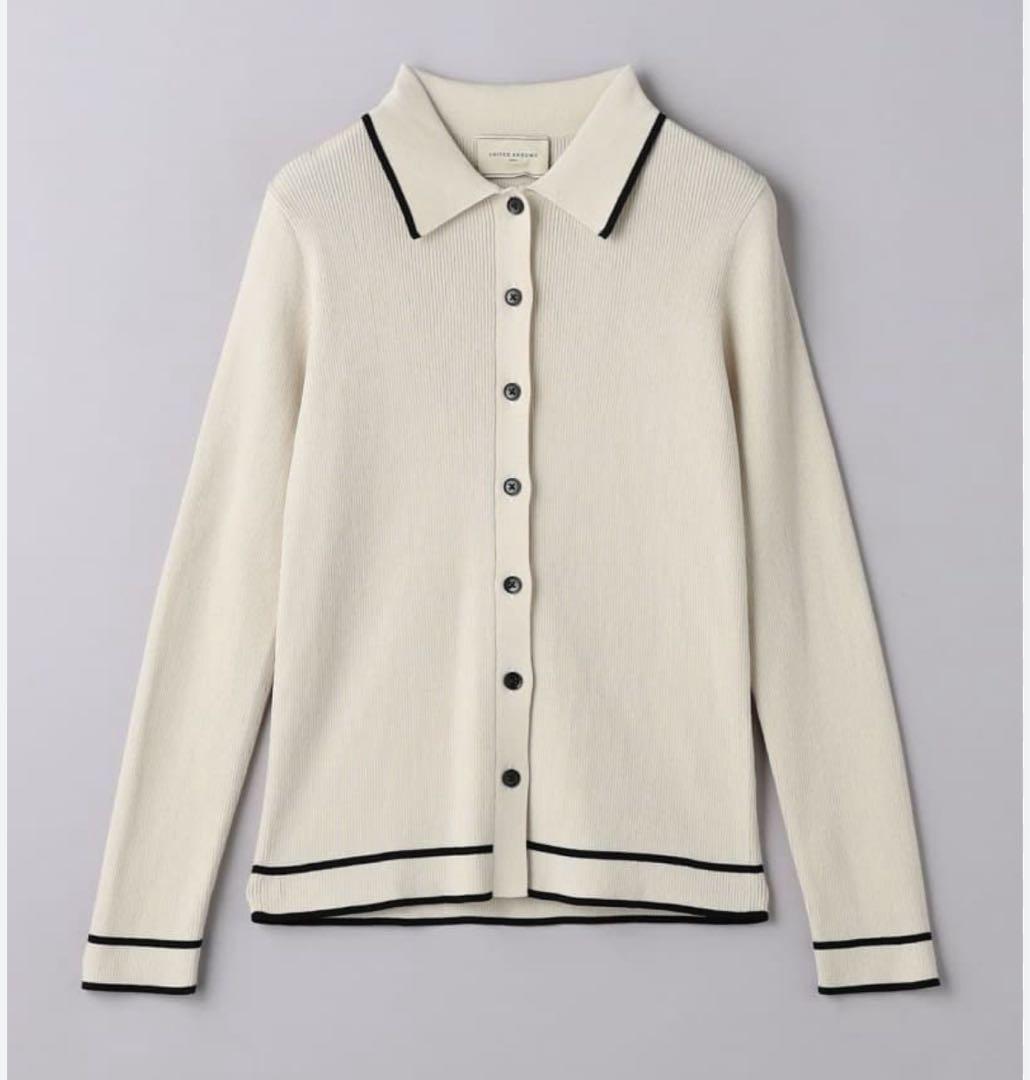 値下　united arrows ポロニット カーディガン　リブニット ポロエリ