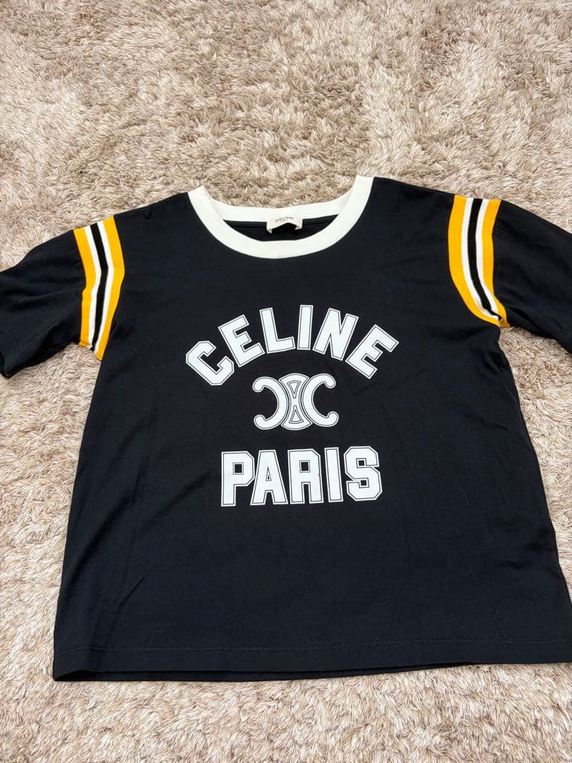 ドンくん 　　　　CELINE ロゴプリント Tシャツ XS 黒/黄色