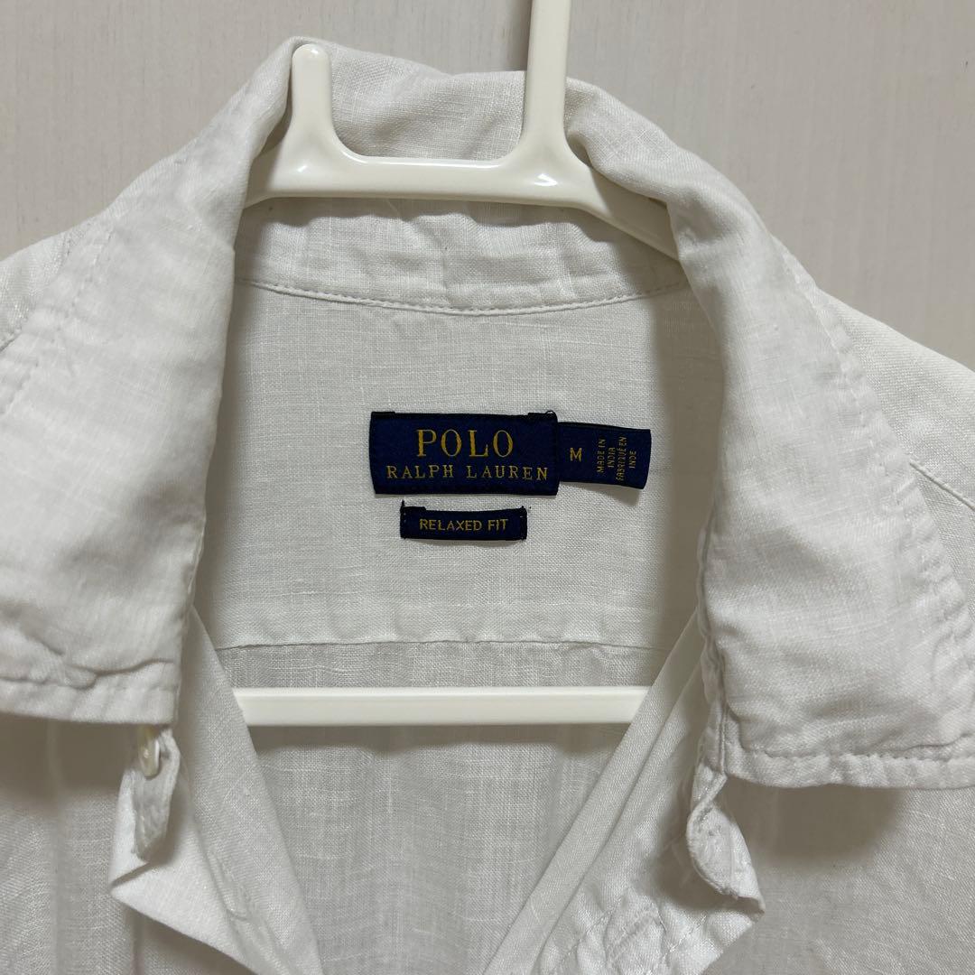 美品！POLO RALPH LAUREN ホワイト麻シャツM
