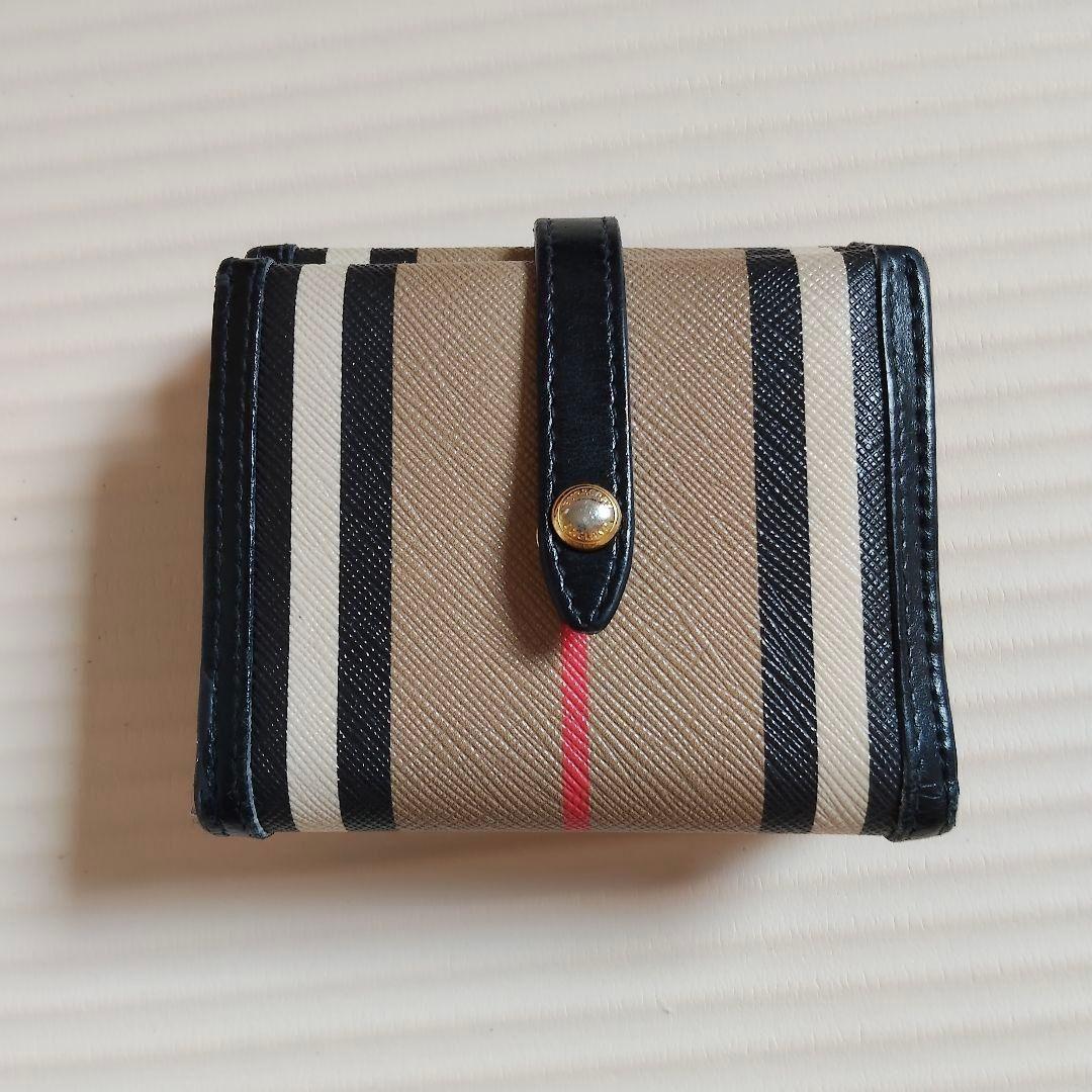 BURBERRY ノバチェック ストライプ 三つ折り財布 バーバリー ミニ財布