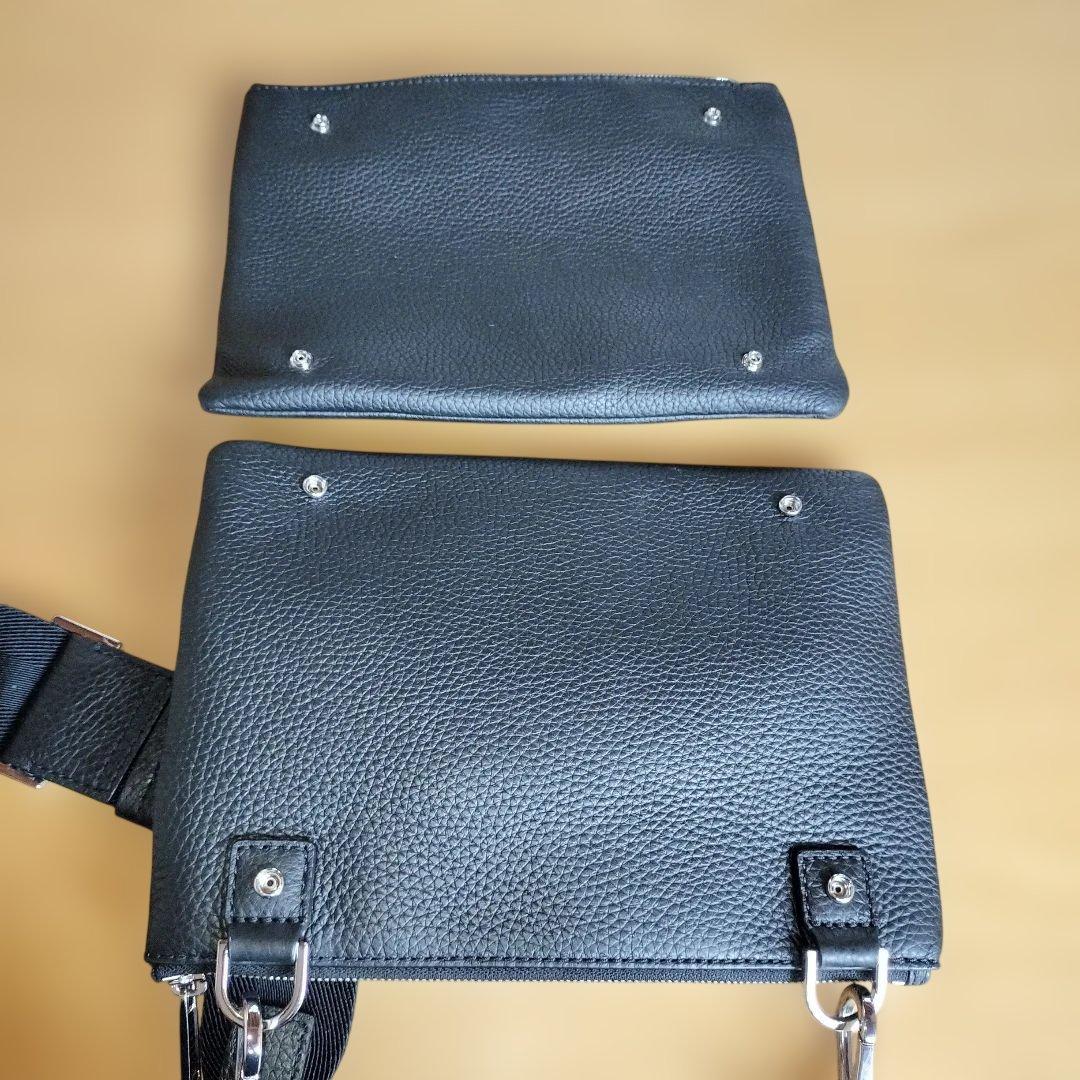 BOSS 黒 レザー ショルダーバッグ