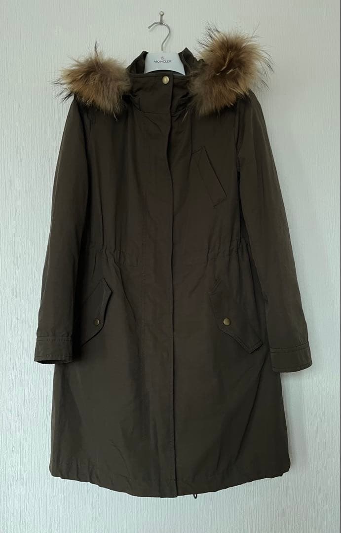 【美品/3WAY】INDIVIリアルファーモッズコートキルティングライナー付38