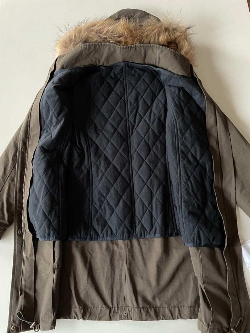 【美品/3WAY】INDIVIリアルファーモッズコートキルティングライナー付38