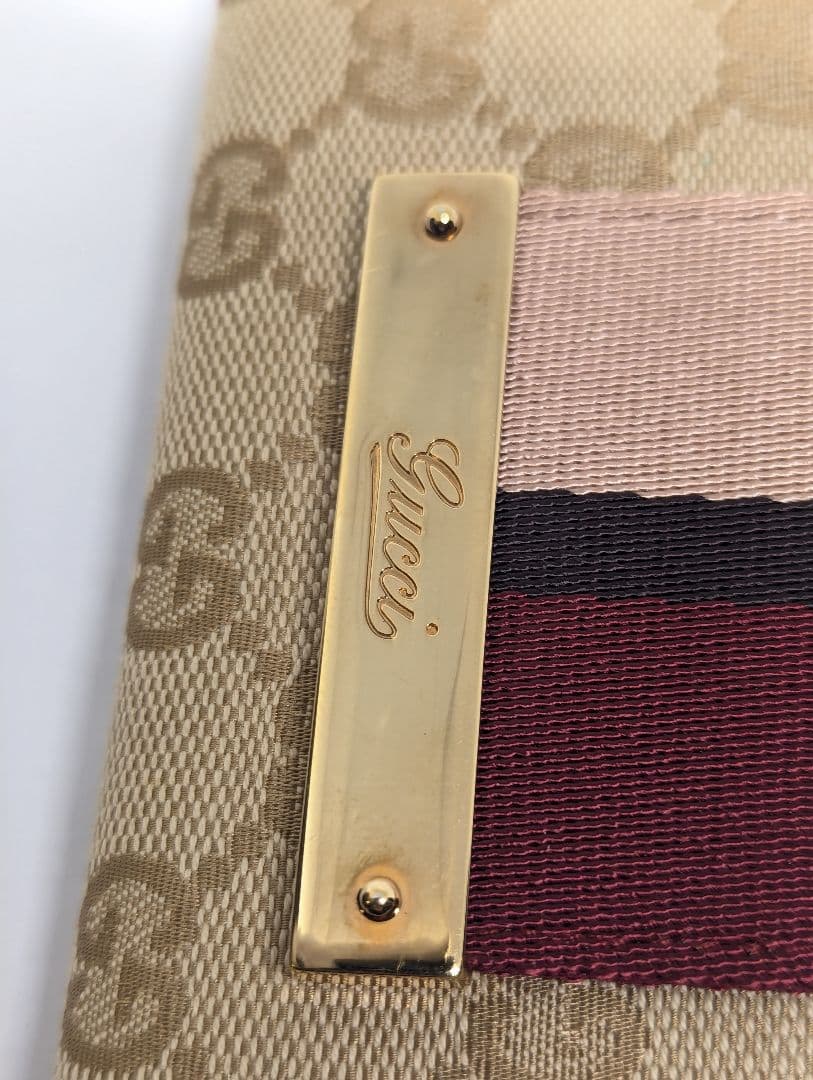 GUCCI グッチ 二つ折り 財布 GGキャンバス シェリーライン