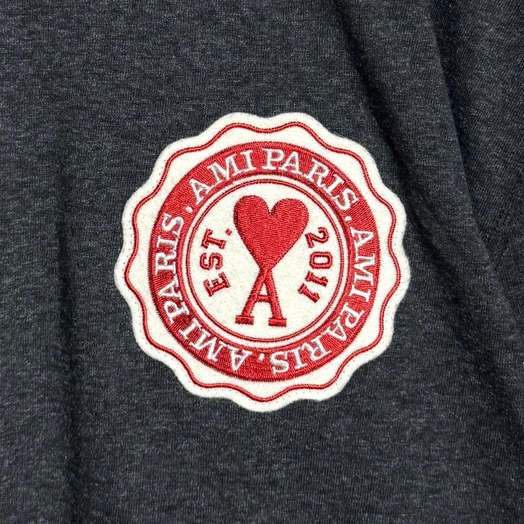 2972【未使用・タグ付・希少デザイン】アミ エンブレム刺繍ロゴ 半袖 Tシャツ