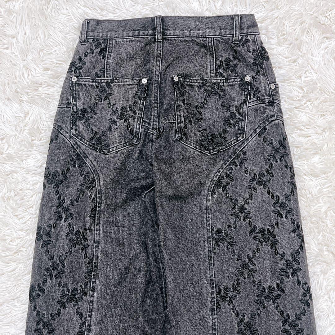 パンツ FETICO FLOWER EMBROIDERED WIDE JEANS 2