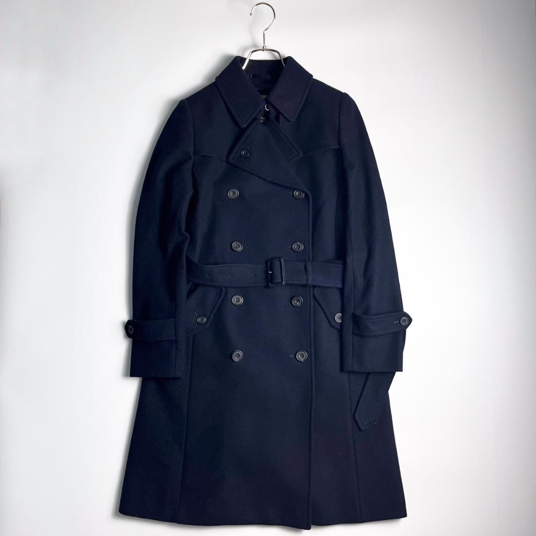 美品　SANYO COAT　サンヨー　ウール　トレンチコート　ネイビー　38