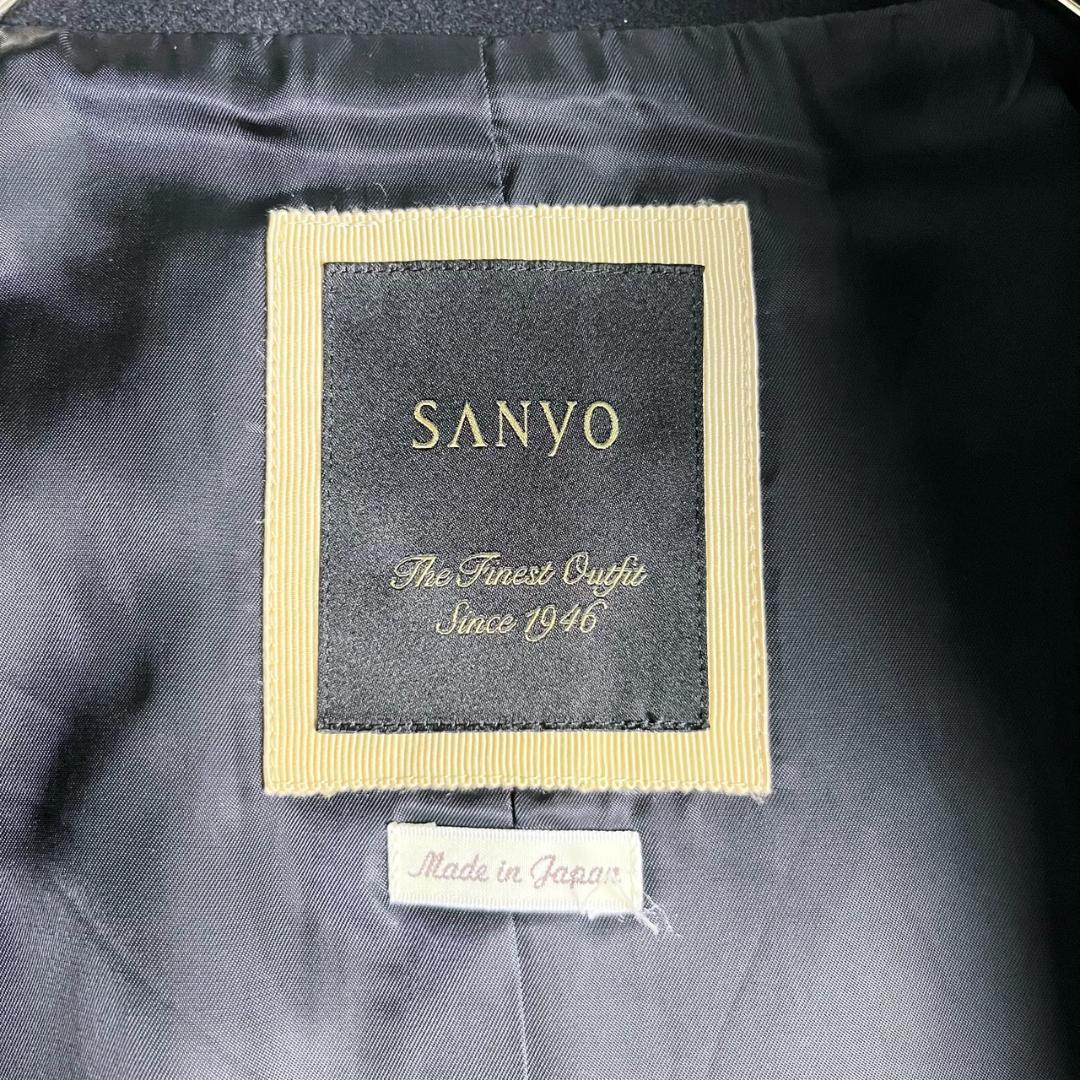 美品　SANYO COAT　サンヨー　ウール　トレンチコート　ネイビー　38