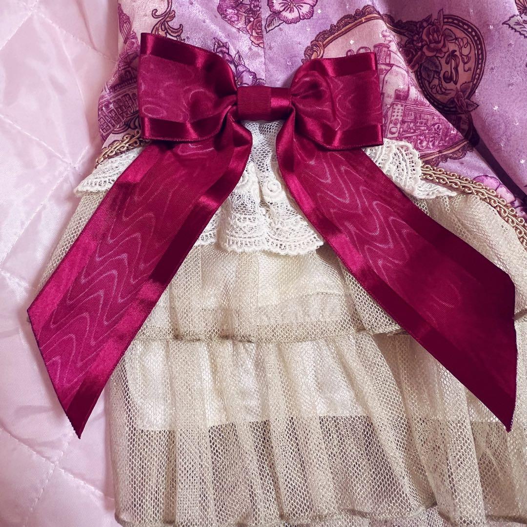 【美品】BABY, ジャンパースカート＆リボンバレッタ ラベンダー　JSK