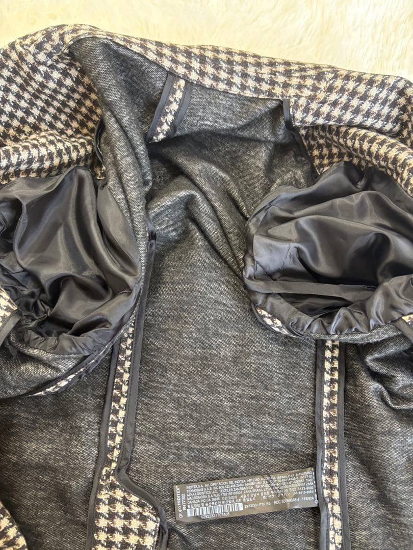 極美品】ZARA ストレッチ テーラードジャケット 千鳥格子 L相当 春コーデ