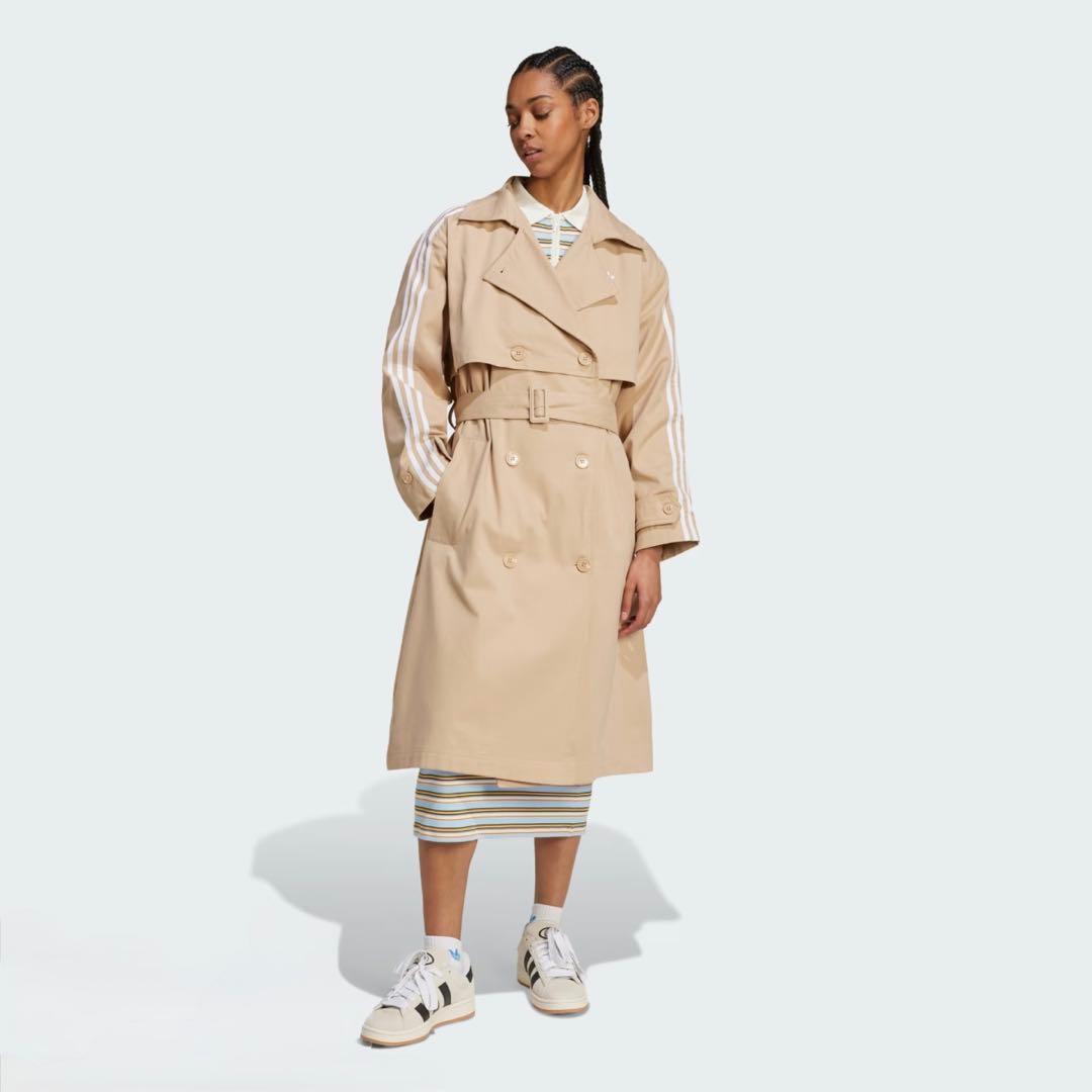 adidas originals 3本ライン　ツイル　トレンチコート　L