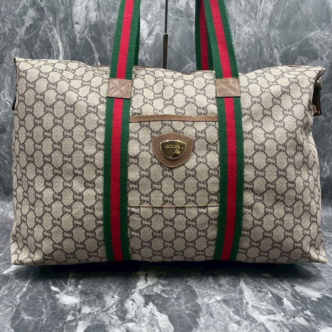【美品】GUCCI グッチ　ボストンバッグ　GGスプリーム　グッチプラス　大容量