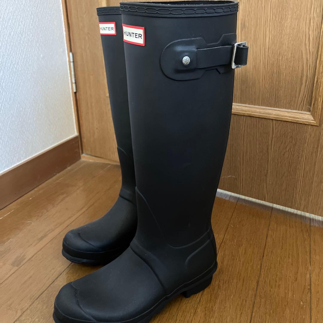 HUNTER ハンターブラック長靴レインロングブーツ バックル付き美品