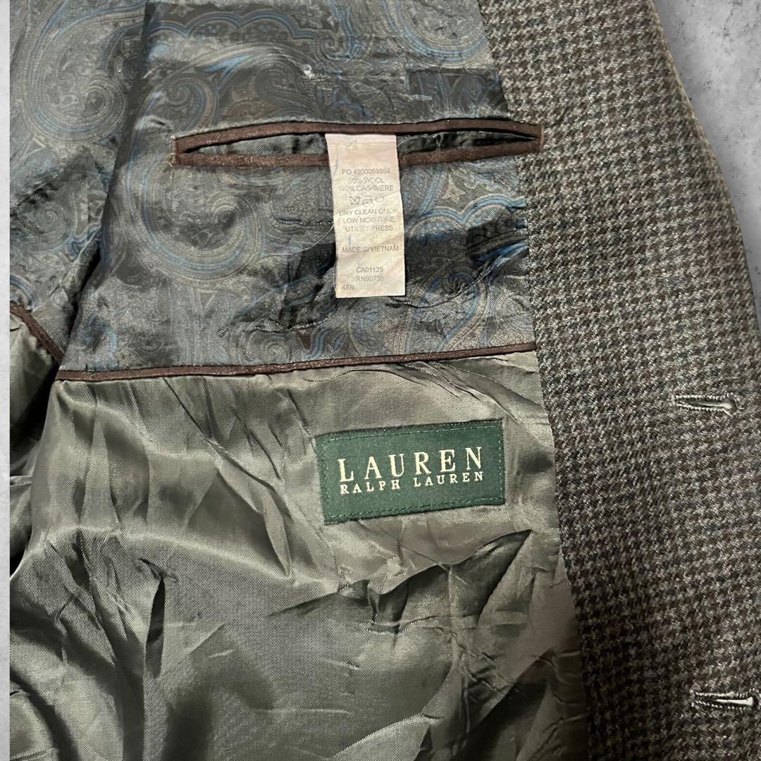 90sLAURENRALPHLAURENツイードジャケットテーラードJKTグレー