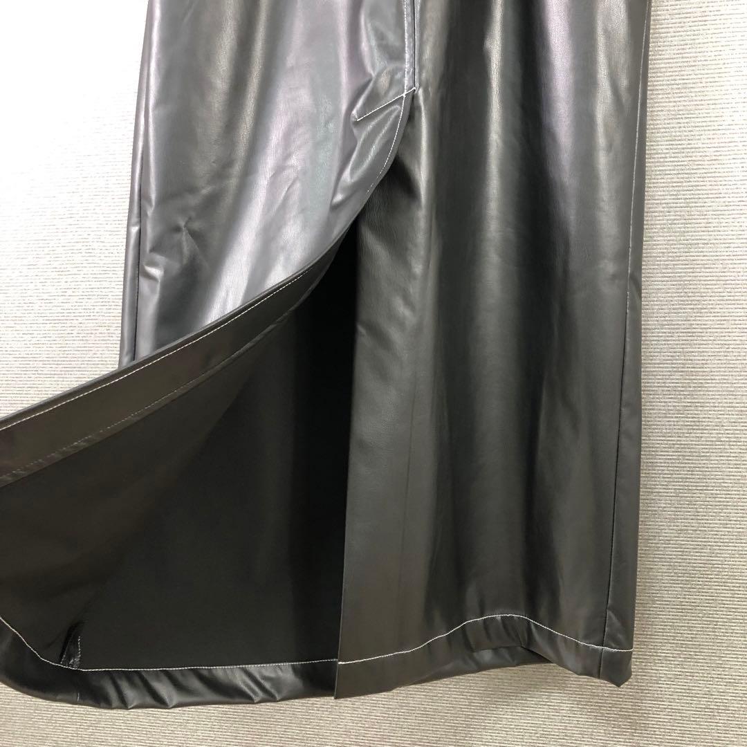 未使用品プランクプロジェクト シンセティックレザーマキシスカート 36 ブラック