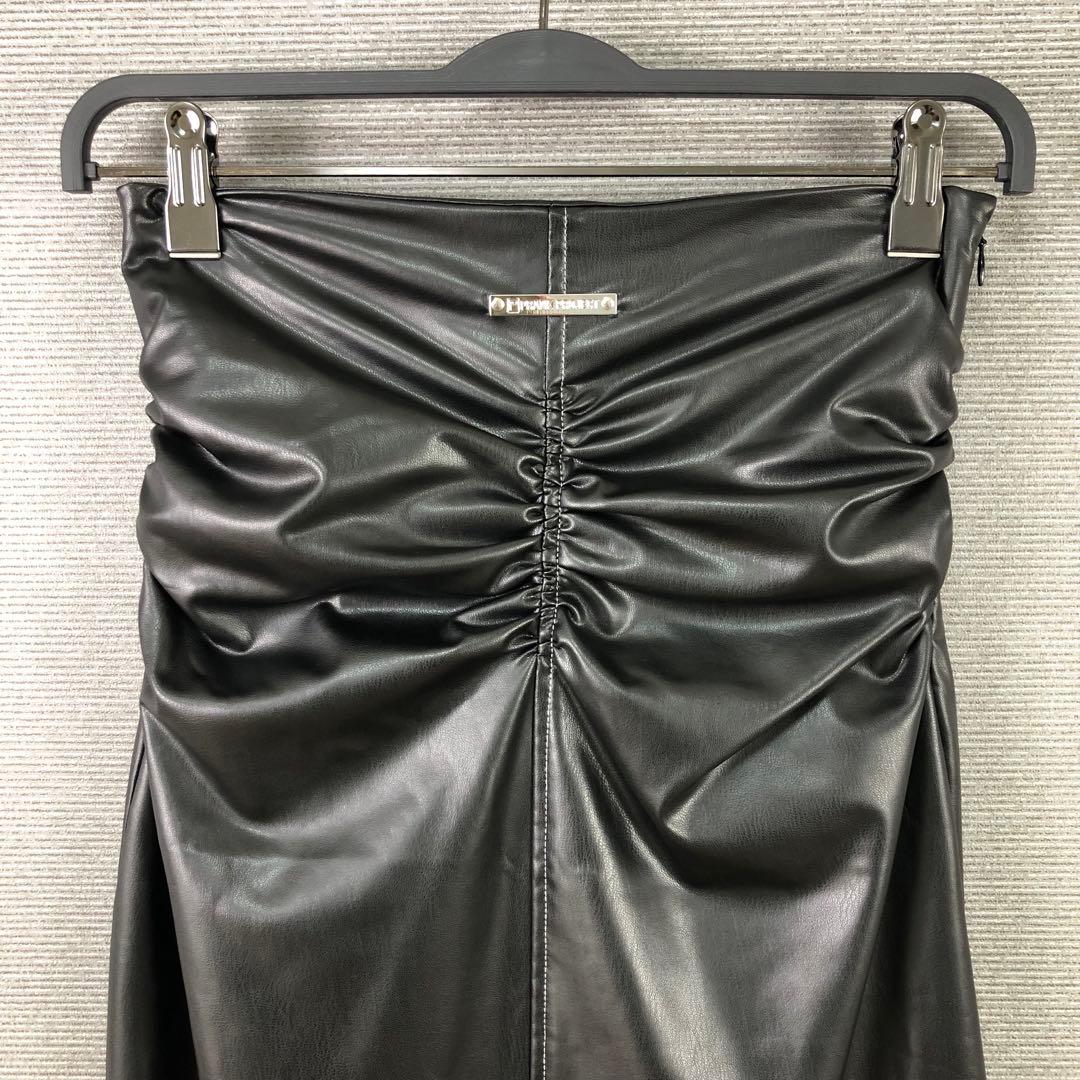 未使用品プランクプロジェクト シンセティックレザーマキシスカート 36 ブラック