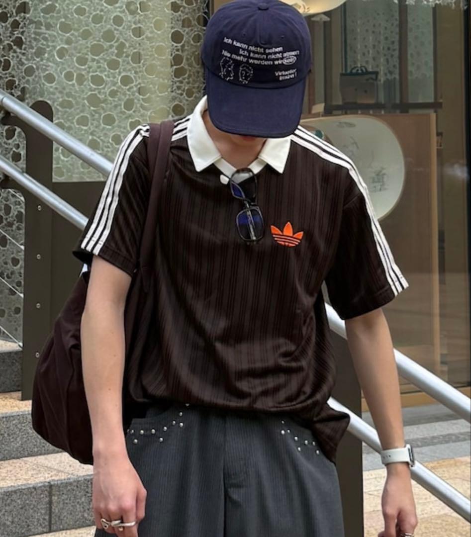新品L】アディダス　フットボールジャージ Tシャツ 半袖　ブラウン⭐️当日発送⭐️