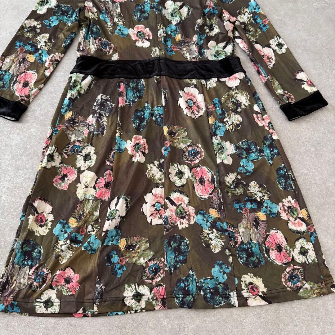 Super Beauty スーパービューティー 花柄ワンピース ビジュー ベロア