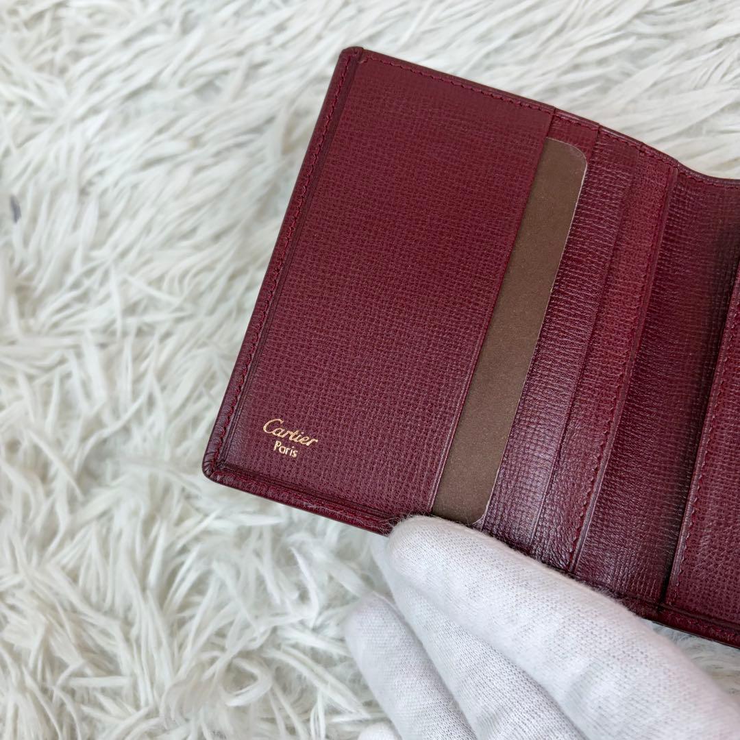 新品未使用/付属品完備✨Cartier 三つ折り財布 がま口 金具 ボルドー